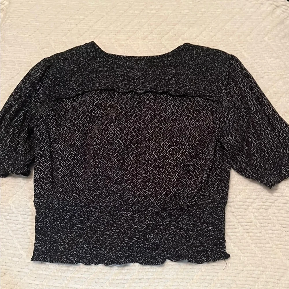 Abercrombie & Fitch Blouse Top Shirt Smock Puff Black White Dot Crop Halter